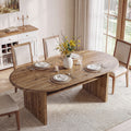 63 Inch Oval Rustic Wood Dining Table With Storage Shelf For 6 29.92 H X 63 W X 31.5 D