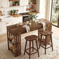 63 Inch Rectangle Bar Table Farmhouse Pub Bistro Table Home Bar Unit With Storage Shelves 62.99 L X 19.68 W X 37.4 H