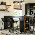 63 Inch Rustic Counter Height Bar Table Rectangular Home Bar Unit