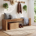 63 Inch Solid Wood Bench Long Entryway Bench End Of Bed Bench Dining Bench For Hallway Bedroom