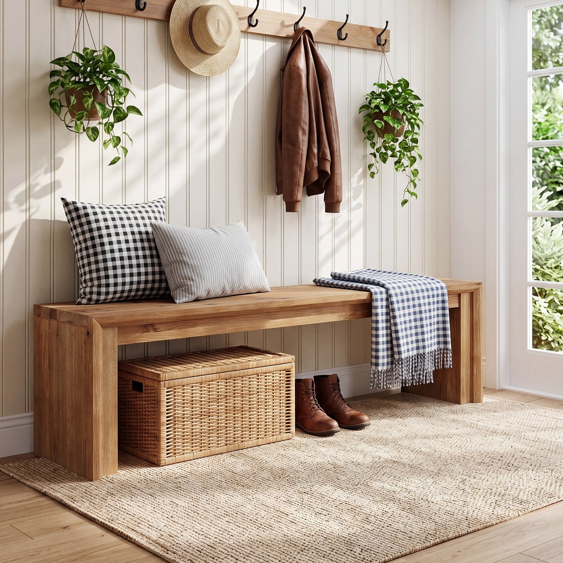 63 Inch Solid Wood Bench Long Entryway Bench End Of Bed Bench Dining Bench For Hallway Bedroom