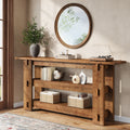 63 Inch Solid Wood Console Table For Entryway 3 Tier Sofa Table Behind Couch 11.81 D X 62.99 W X 31.5 H