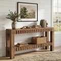 63 Inch Solid Wood Console Table With Storage Shelf Farmhouse Style 62.99 W X 13.78 D X 32.67 H