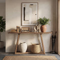 63 Inch Solid Wood Console Table With X Shaped Base