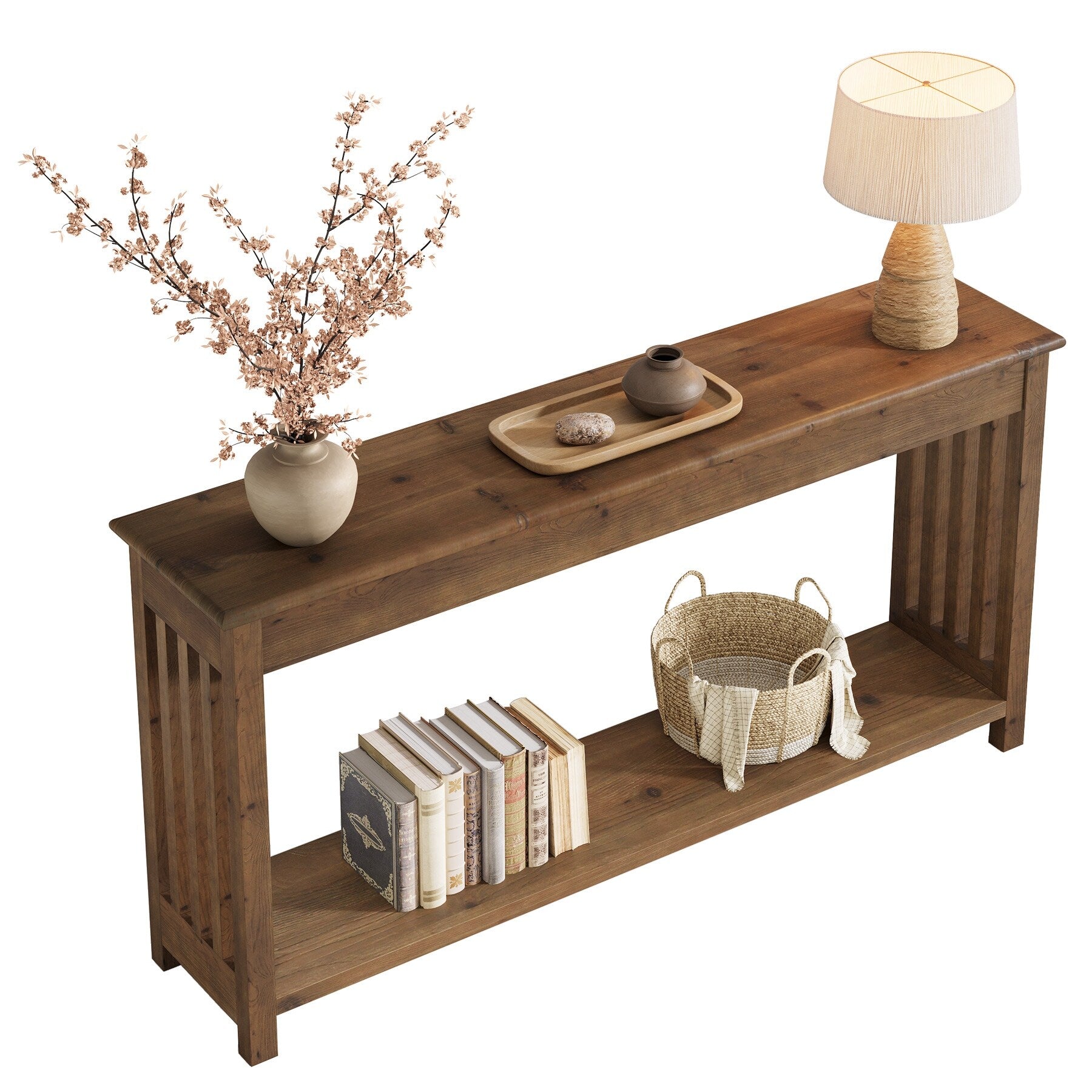 63 Inch Solid Wood Console Table Farmhouse Entryway Table