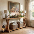 63 Inch Solid Wood Console Table Narrow Entryway Table With Storage 2 Tier Farmhouse Sofa Console Behind Couch