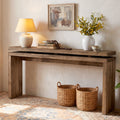 63 Inch Solid Wood Console Table Suspended Double Layers Top