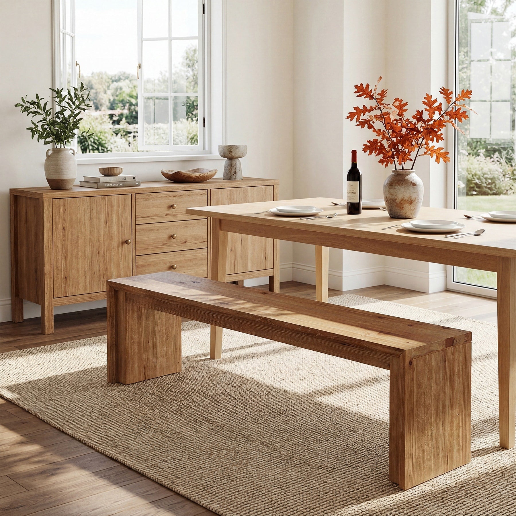 63 Inch Solid Wood Dining Bench Industrial Kitchen Bench