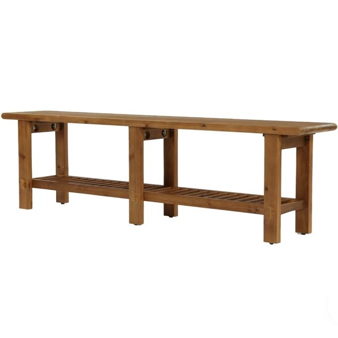 63 Solid Wood Entryway Shoe Bench Bed End Bench With Storage Shelf