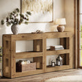 63 Inch Solid Wood Entryway Table With Storage Modern Narrow Sofa Table Behind Couch 63 L X 11.6 W X 33.5 H