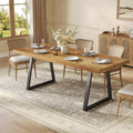63 Inch Solid Wood Rectangular Kitchen Table With Heavy Duty Metal Legs For Dining Room Small Space Rustic Brown