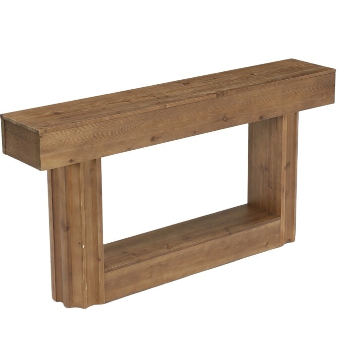 63 Inch Solid Wood Sofa Console Table Entryway Table With Shelf