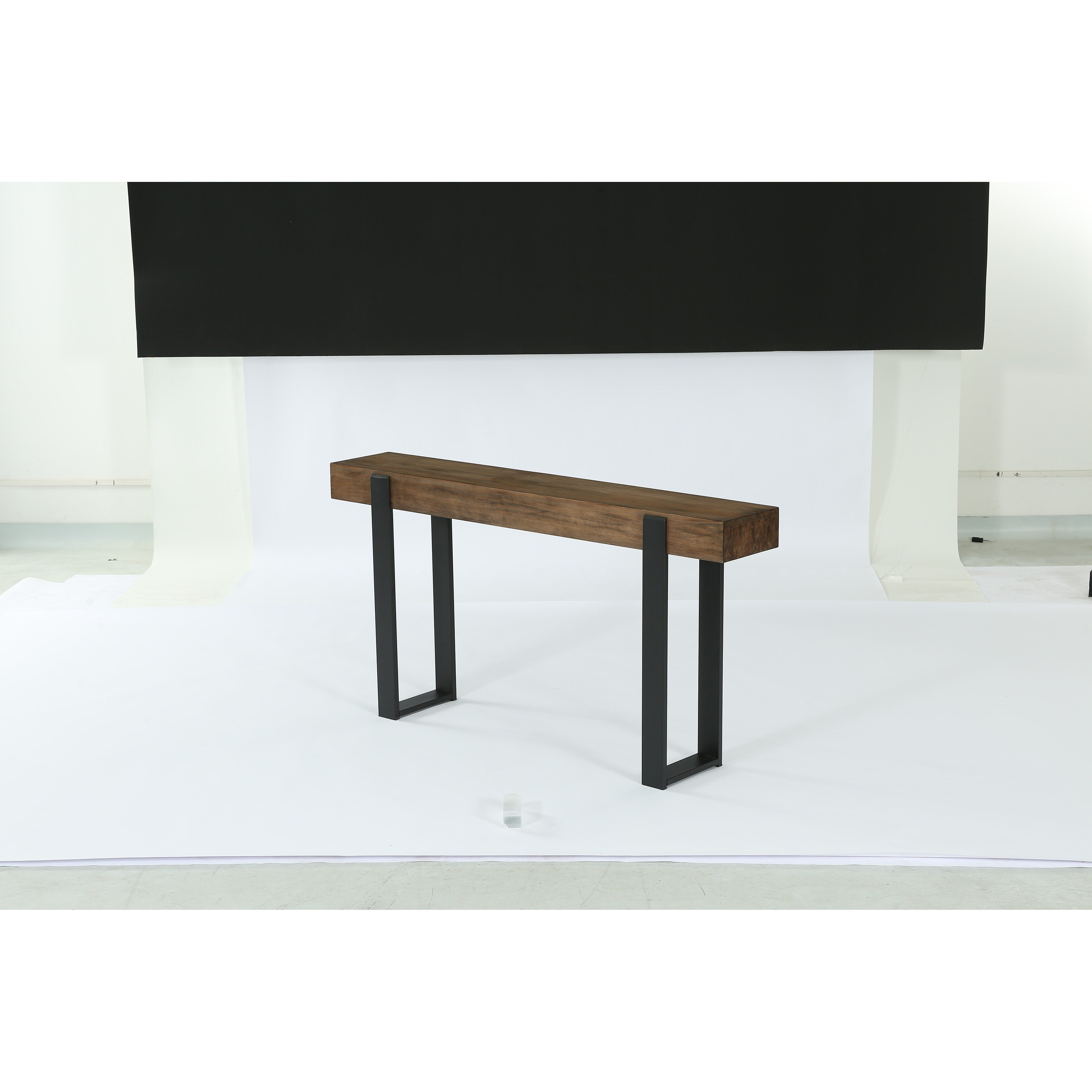 63 Inch Solid Wood Sofa Table Behind The Couch With Metal Support