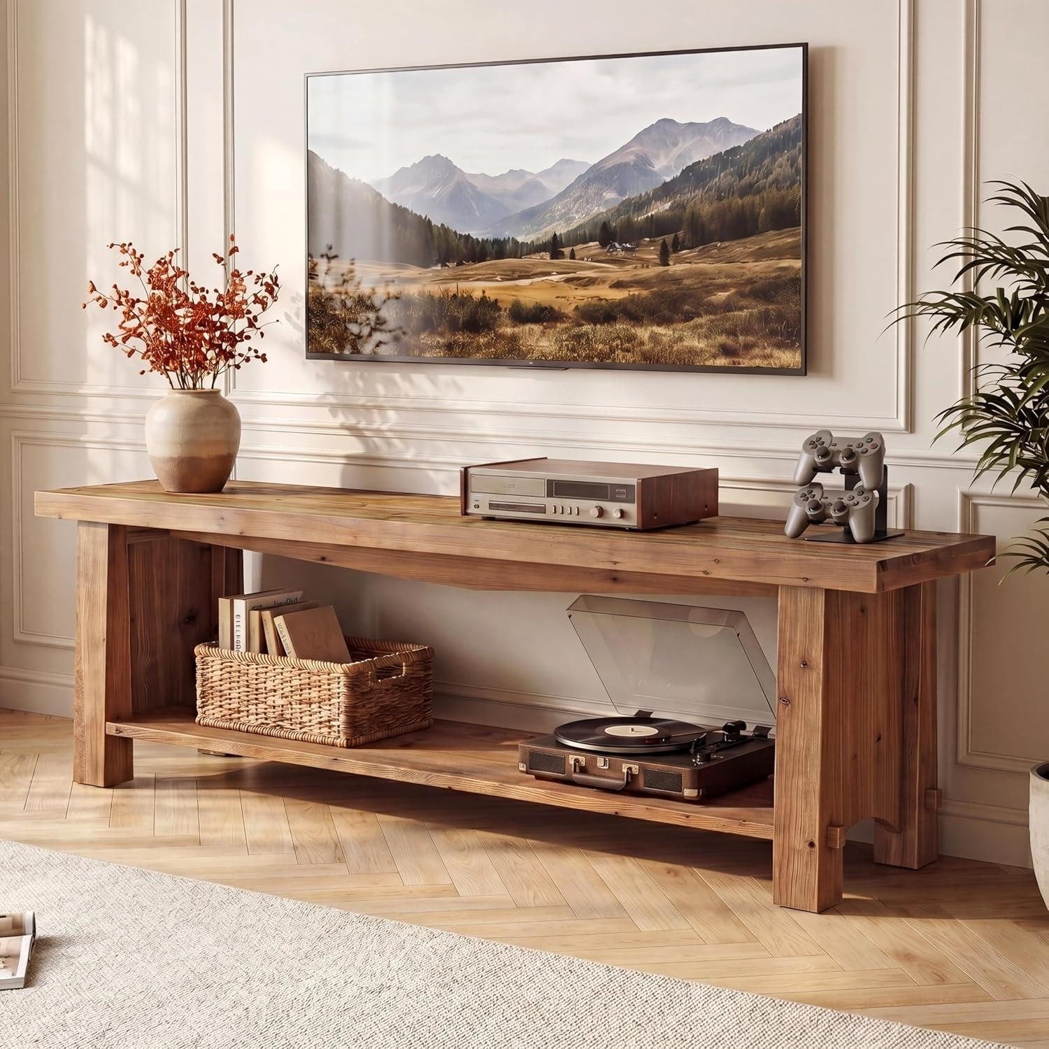63 Inch Tv Stand For 75 Inch Tv Farmhouse Entertainment Center