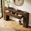 63 Inch Wooden Console Table With 2 Hidden Drawers Sofa Table For Living Room Hallway Entrance Foyer