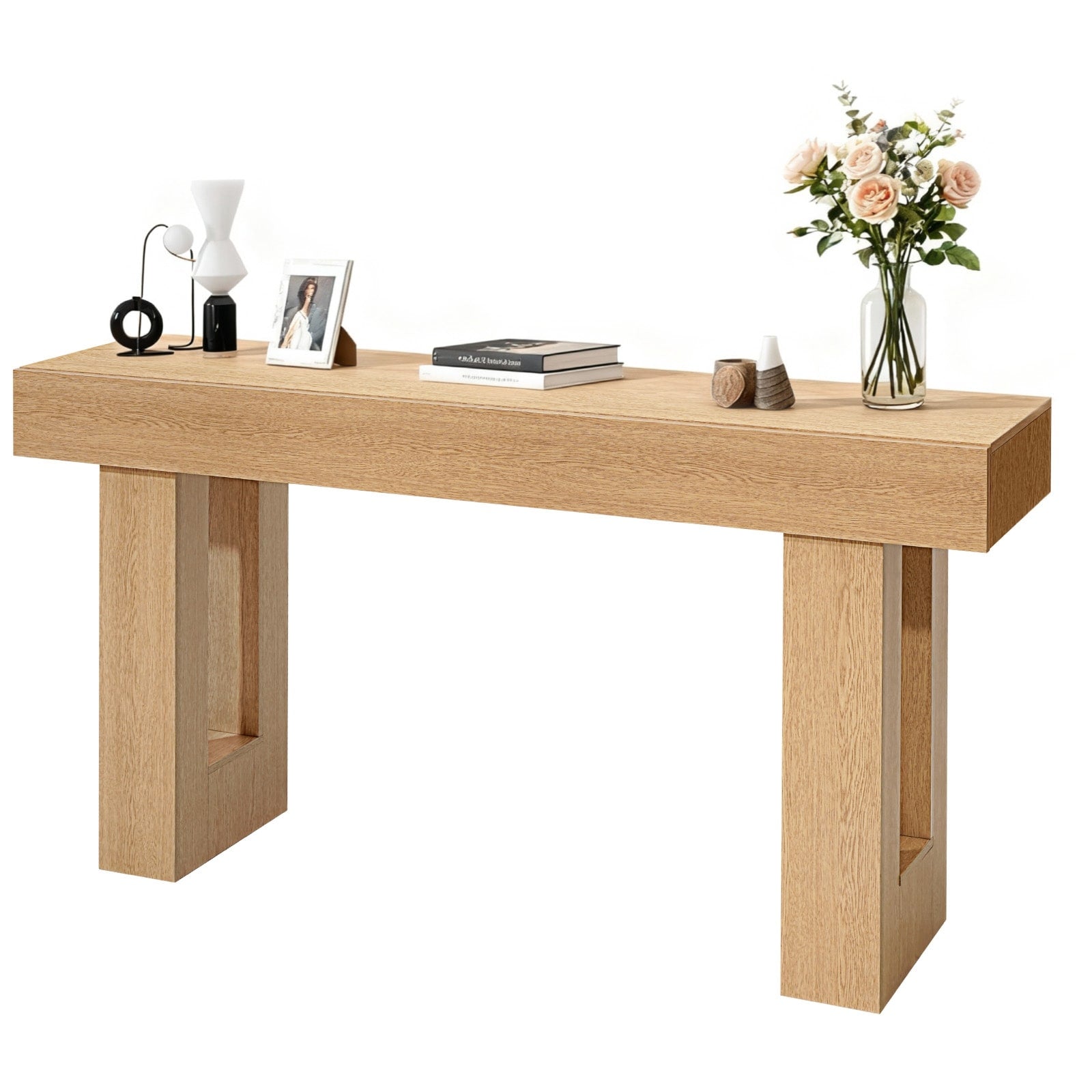 63 In Console Table Farmhouse Desk Behind The Couch Wooden Rectangle Entrance Desk Narrow Long Sofa Table Accent Stand