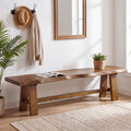 63 Inch Long Solid Wood Entryway Bench Live Edge