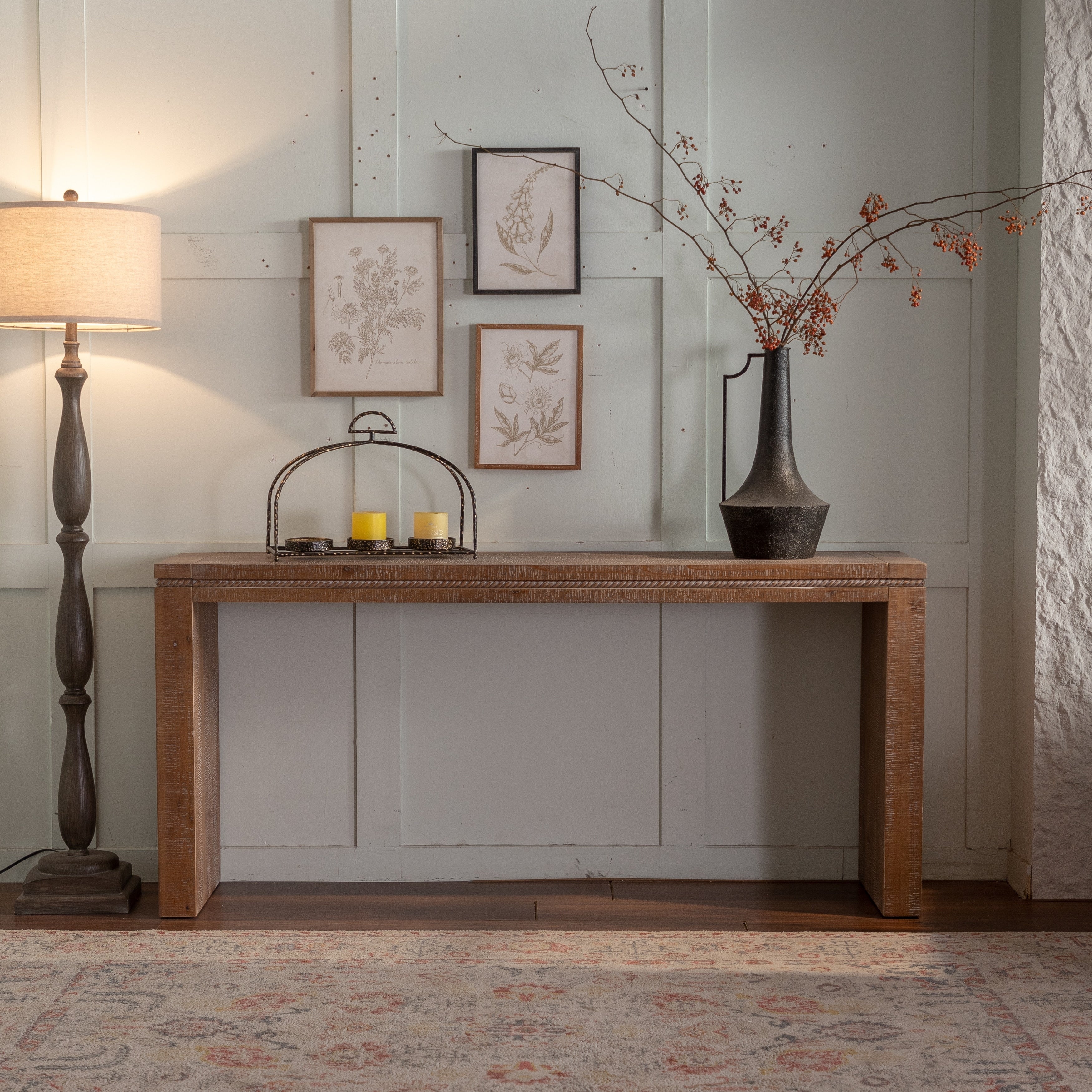 63.78 Rustic Farmhouse Console Table Wood Mdf Narrow Entryway Table