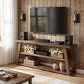63 3 Tier Solid Wood Tv Stand Rustic Entertainment Center For Living Room