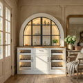 63 Arched Bar Cabinet With Led Lights Wine Bar Cabinet With Glass Doors Liquor Storage Cabinet With Wine Rack
