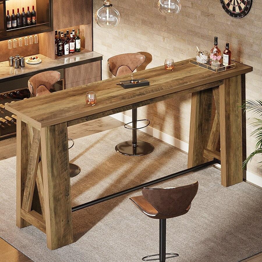 63 Bar Table Counter Height Pub Table Rectangular High Top Kitchen Dining Tables For Dining Room Living Room Bistro