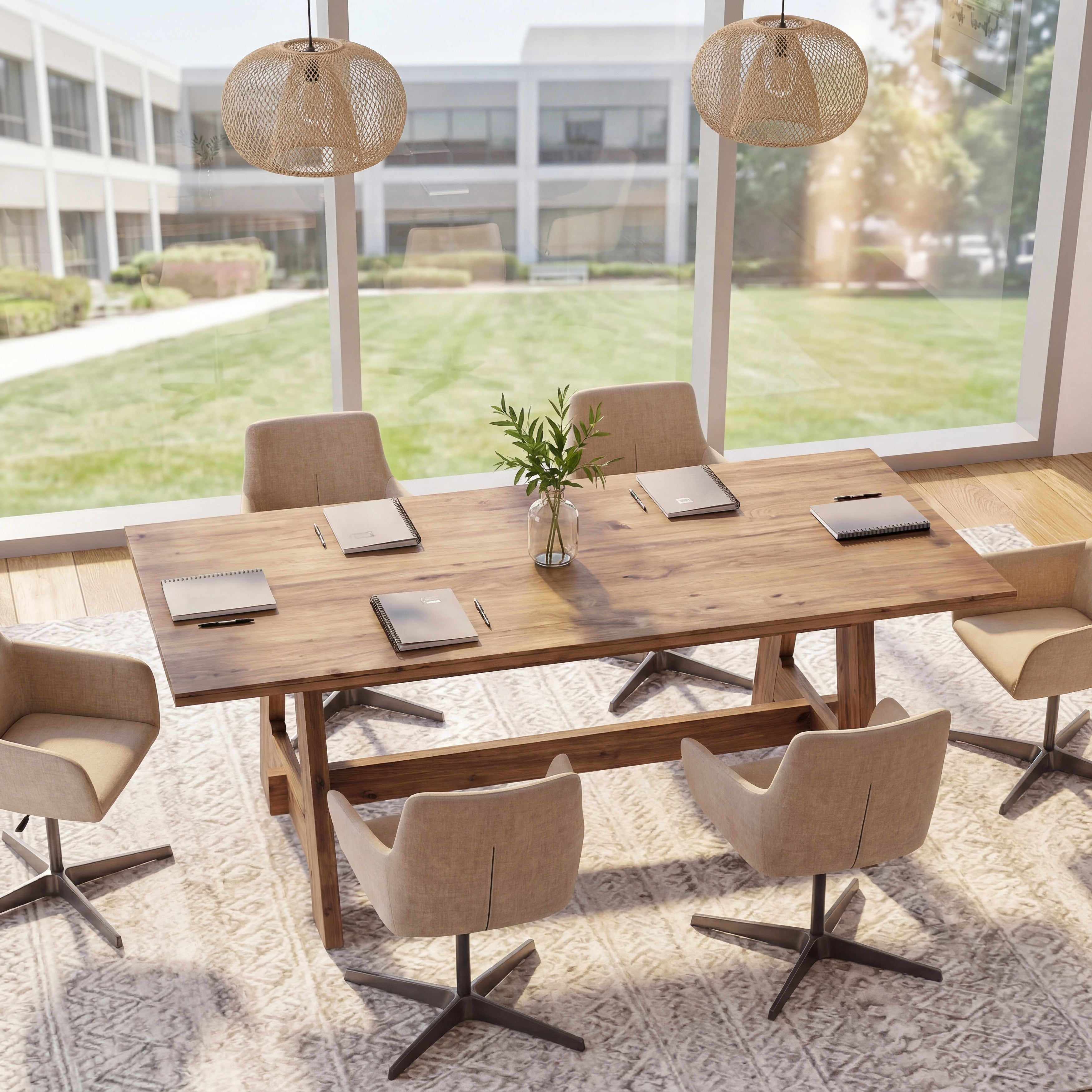 63 Conference Table Meeting Desk For 4 6 People Solid Wood Office Table For Conference Room Office Collaboration Space