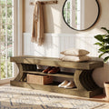 63 Entryway Bench End Of Bed Bench With Shelves Shoe Storage Bench For Bedroom Foryer Hallway