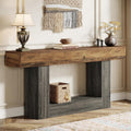 63 Farmhouse 2 Tier Rustic Console Table With Storage Shelf U Shaped Gray Base
