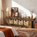 63 Farmhouse Tv Stand With Storage Baskets Wooden Entertainment Center For 55 60 65 Inches Tvs