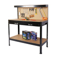63 H Steel Workbench Tool Storage Work Bench Workshop Tools Table W Drawer And Peg Board