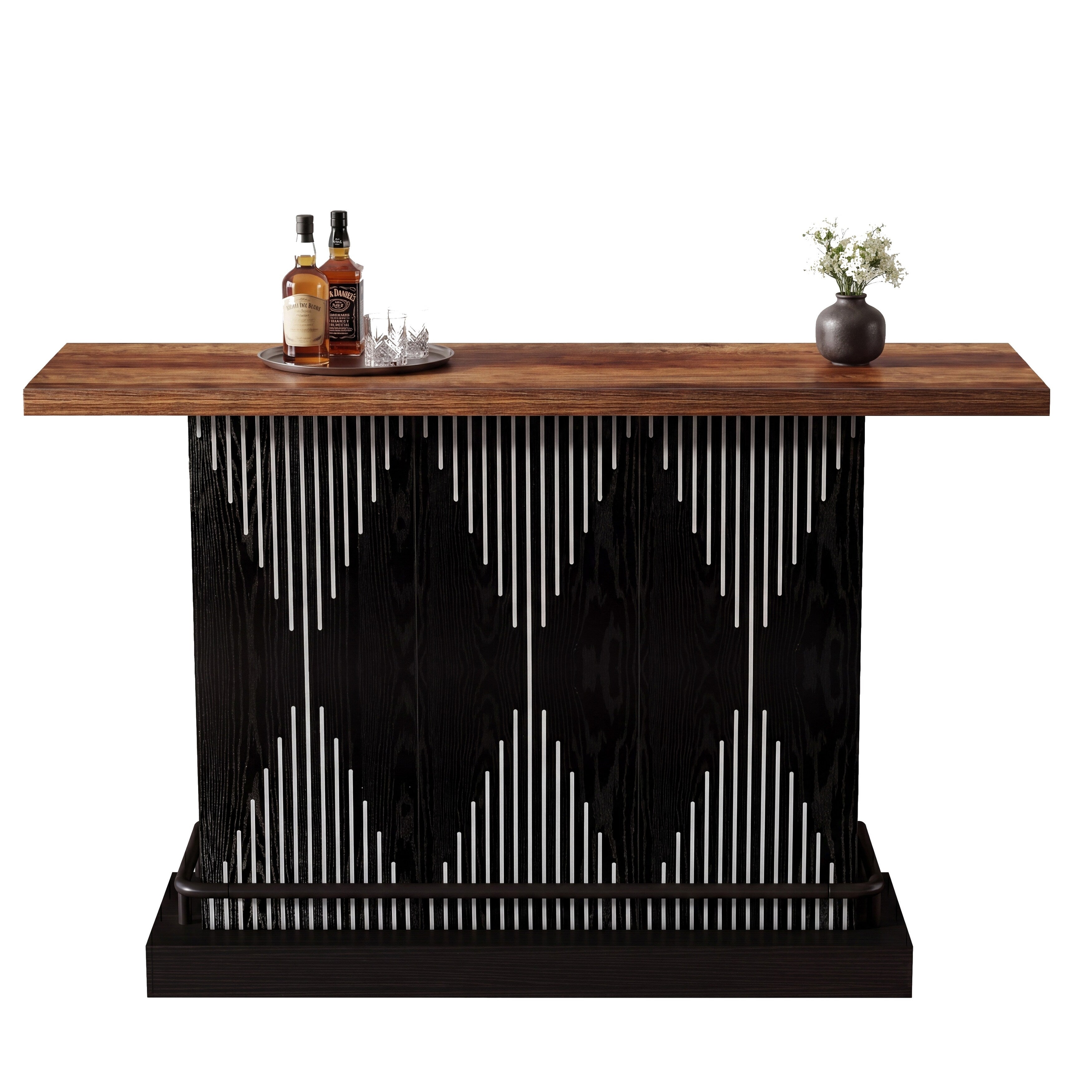 63 Home Bar Table With Storage Shelf And Footrest Unique Geometric Pattern