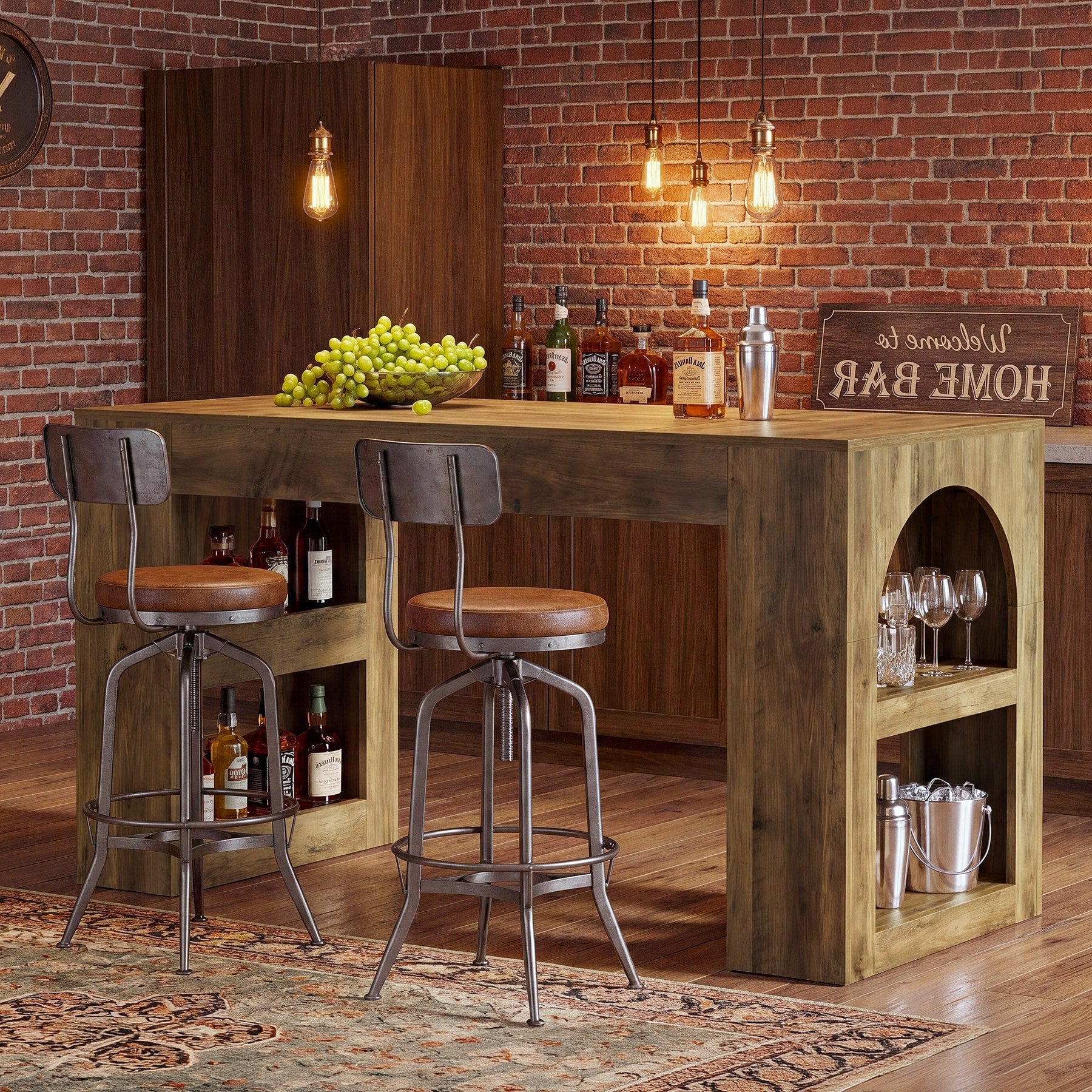 63 Home Bar Table Counter Height Table With Storage