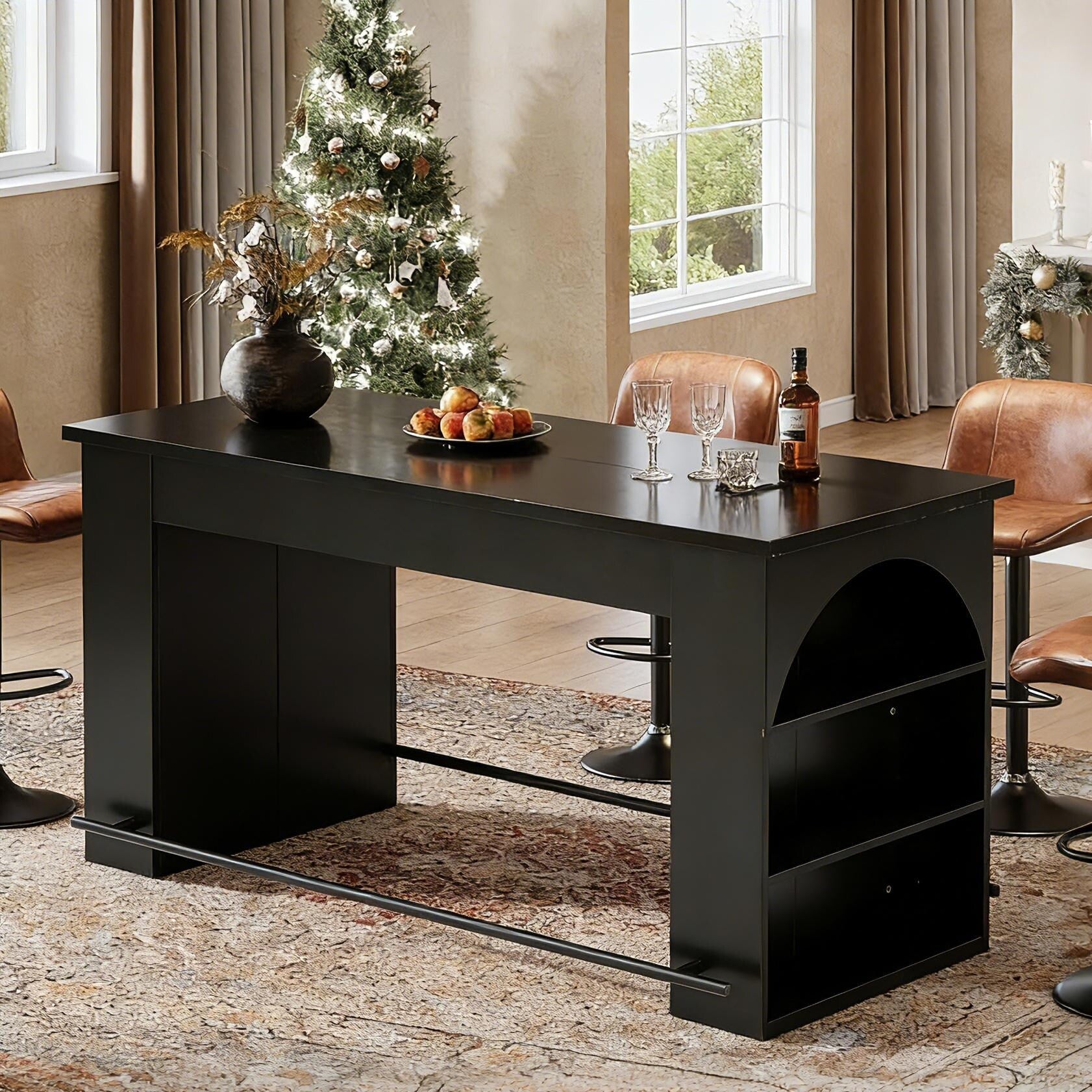 63 Home Bar Unit Counter Height Pub Table With Storage For Kitchen