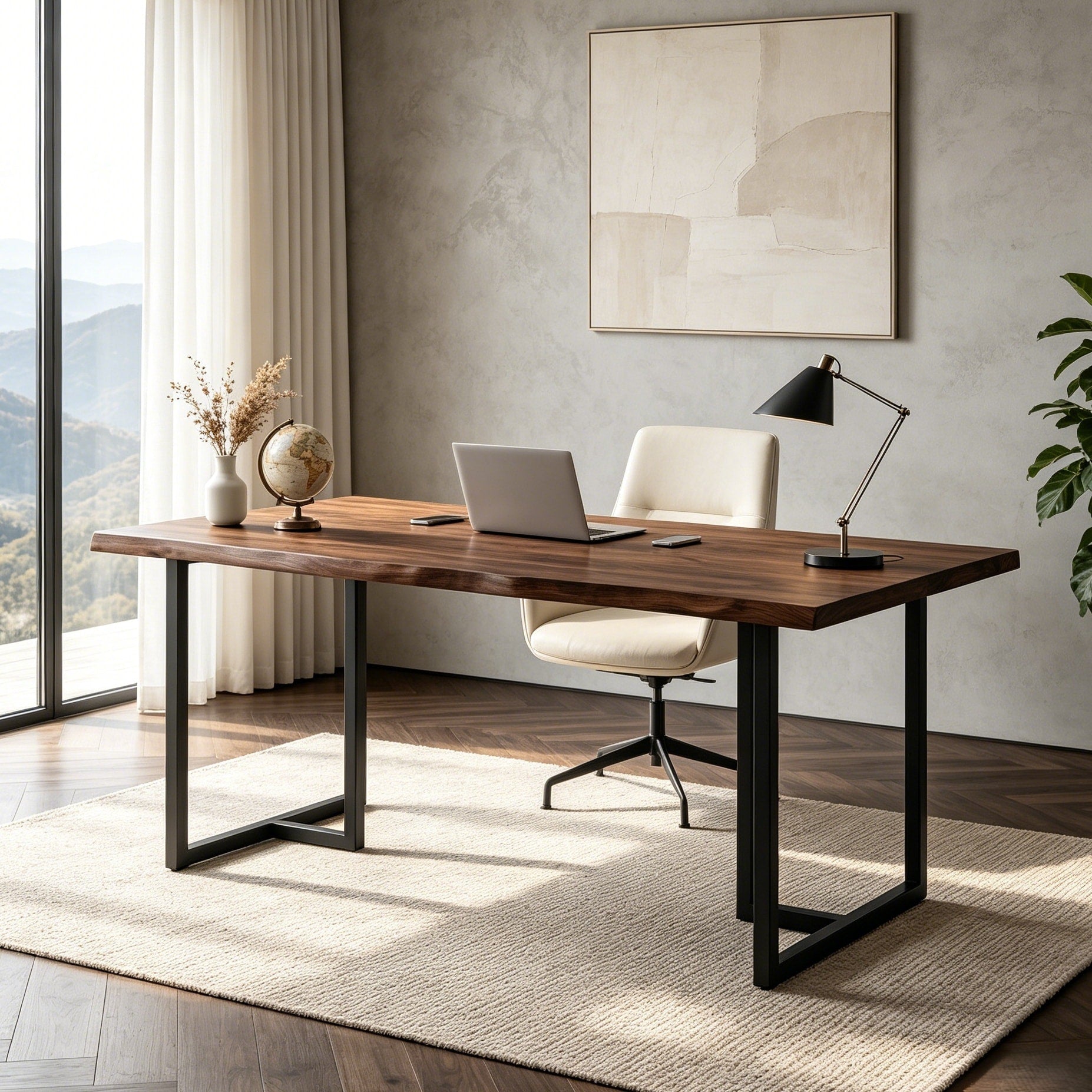 63 Home Office Desk Solid Wood Writing Desk With Edge