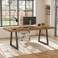 63 Industrial Solid Wood Executive Desk Computer Laptop Desk With Strong Metal Legs Study Writing Table Business Workstation