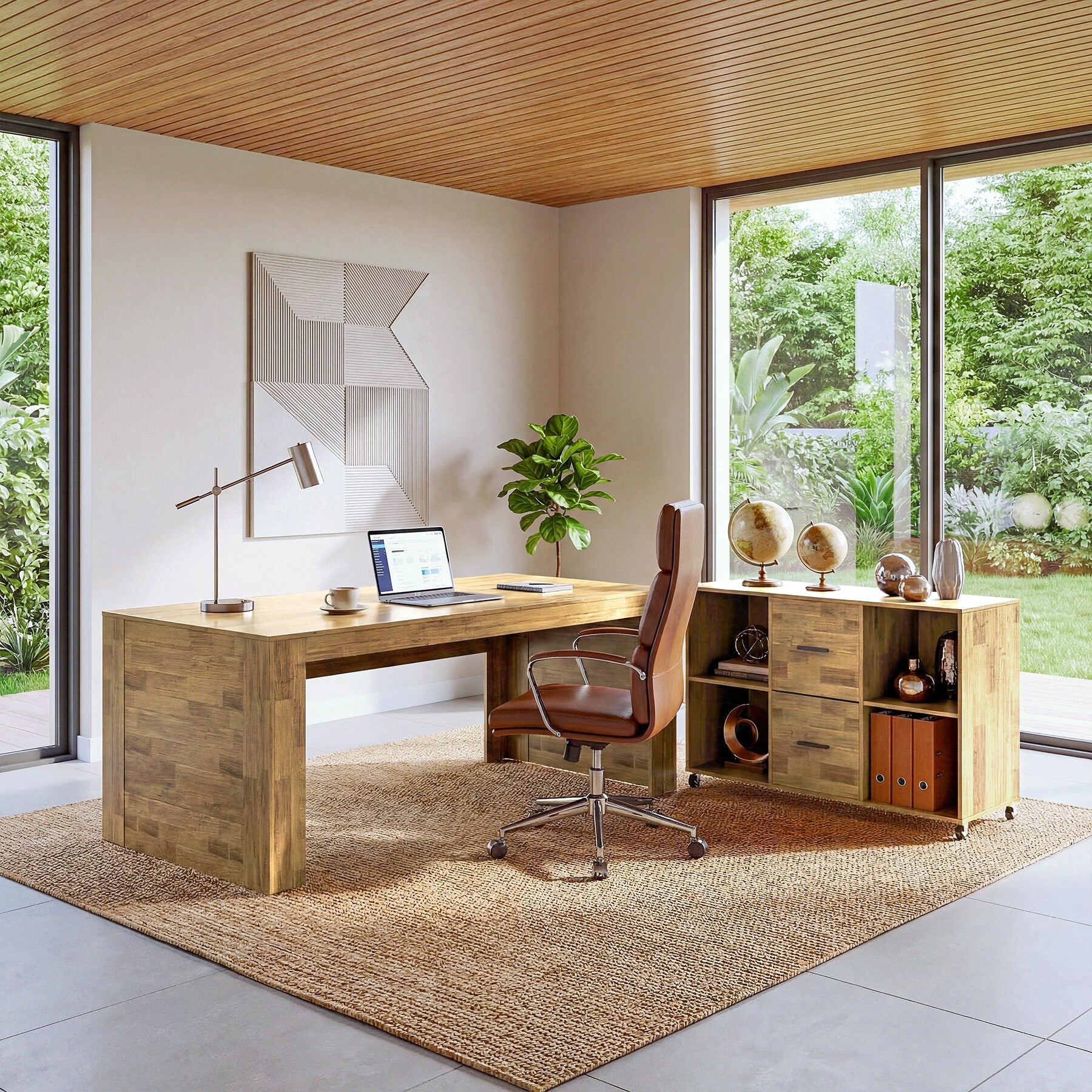 63 L Shaped Desk With Storage Executive Office Desk