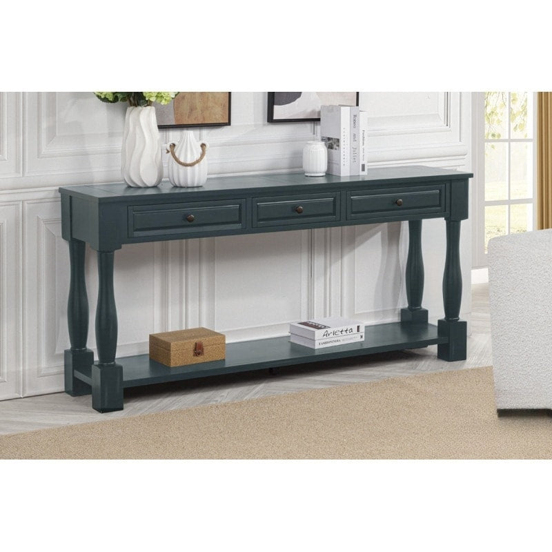 63 Long Console Table With Drawers Shelf For Entryway Hallway Living Room