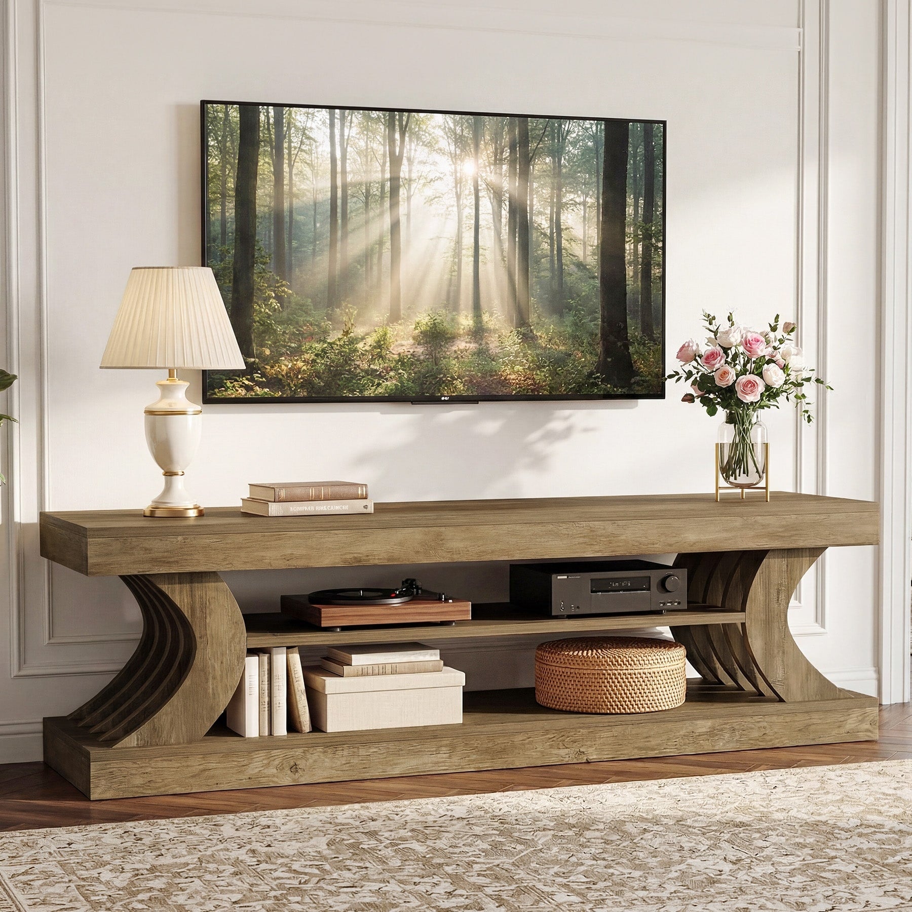 63 Modern Tv Stand For 55 65 70 Inch Tvs Entertainment Center With Shelves Low Media Console