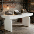 63 Modern White Office Desk With 2 Drawers And Sturdy U Shaped Legs