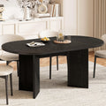 63 Oval Dining Table For 4 6 Rustic Farmhouse Wood Kitchen Table Sturdy Mdf 62.99 W X 31.5 D X 29.53 H