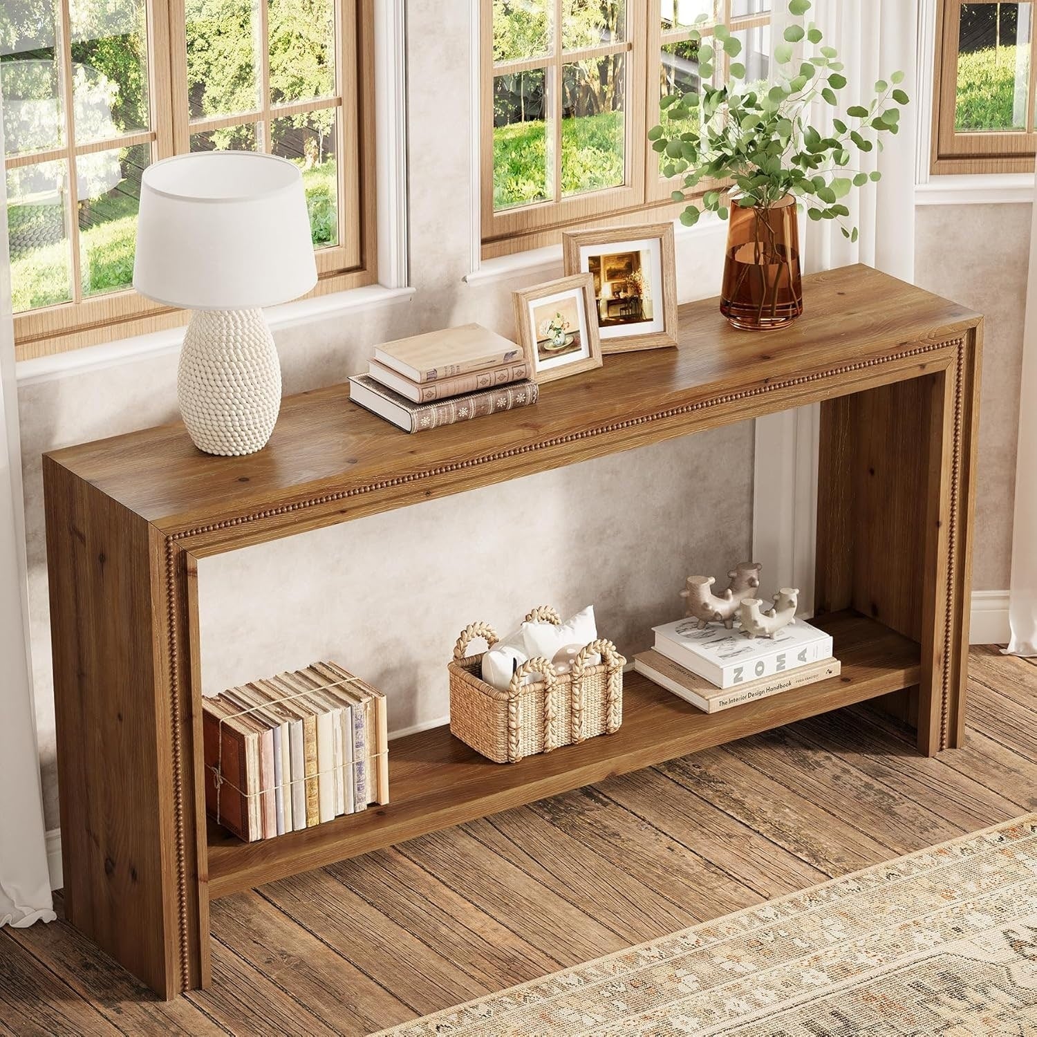63 Solid Wood Console Table Farmhouse Narrow Long Entryway Table