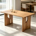63 Solid Wood Dining Table Modern Farmhouse Rectangular Kitchen Table With Unique Open Legs Seats 4 6 N A