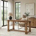 63 Solid Wood Executive Desk Rustic Farmhouse Thick Wooden Home Office Computer Desk
