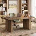 63 Solid Wood Home Office Desk Modern Large Executive Computer Desk With Sturdy Wooden Legs