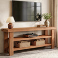 63 Solid Wood Tv Stand For 55 60 65 75 Inch Tvs 2 Tier Farmhouse Entertainment Center 13.77 D X 62.99 W X 23.62 H