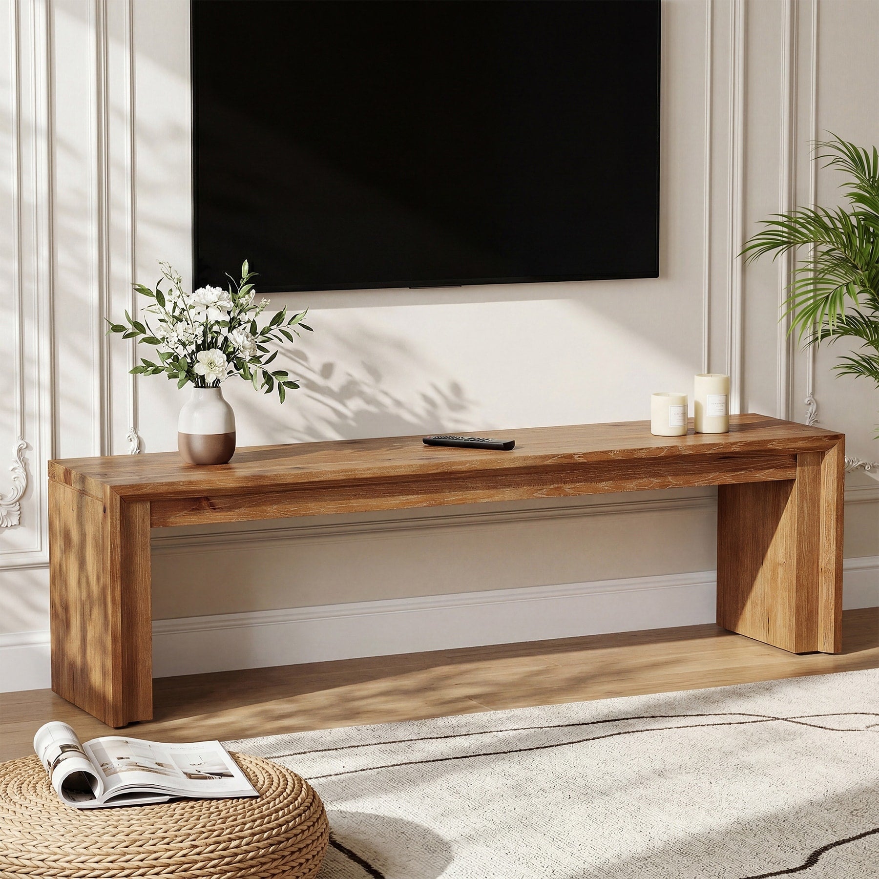 63 Solid Wood Tv Stand For 65 Inch Tv Farmhouse Entertainment Center Low Media Console For Living Room Bedroom