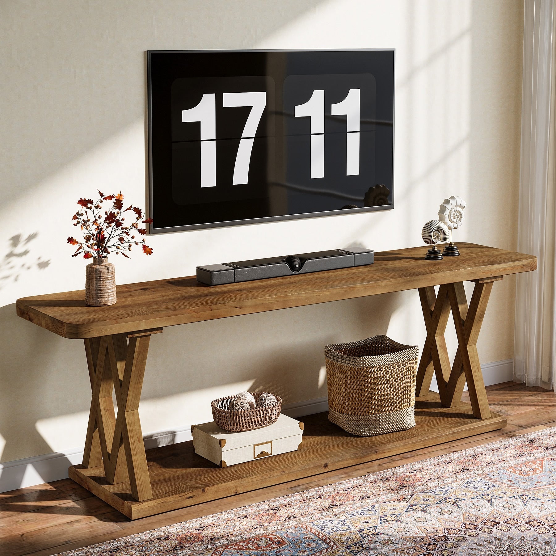 63 Solid Wood Tv Stand For Up To 75 Tvs Entertainment Center For Living Room 15.75 D X 62.99 W X 23.62 H