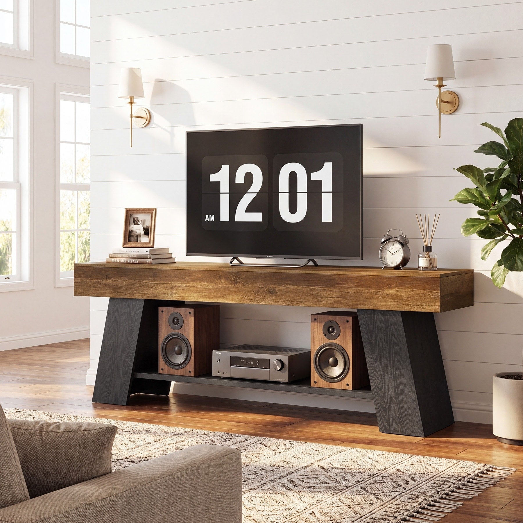 63 Tv Stand For 55 65 70 Inch Tvs Wooden Media Console With Open Storage Shelf 63 X 15.7 X 23.6 Inches