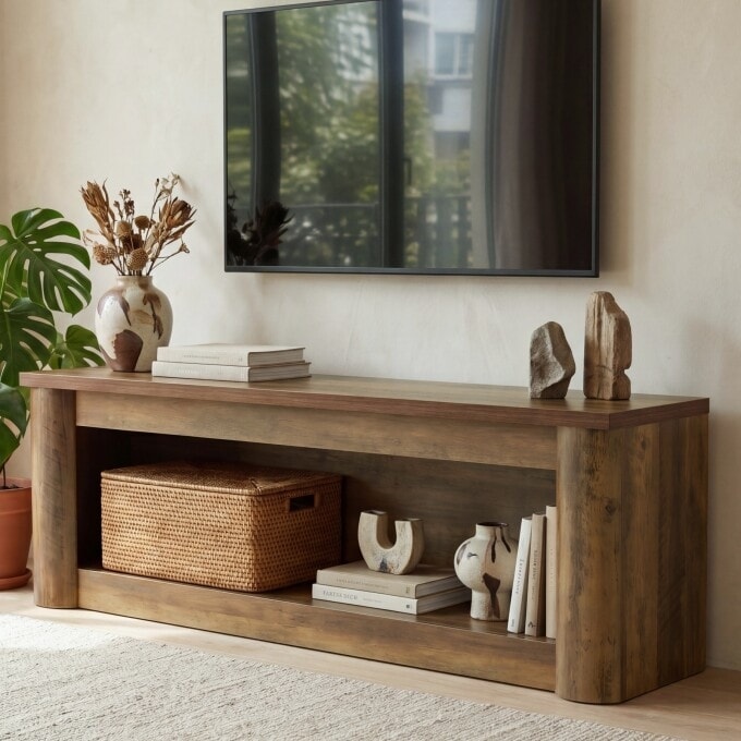 63 Tv Stand For Tvs Up To 75 Entertainment Center With Open Storage