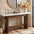 63 Wood Console Table Farmhouse Entryway Table With Faux Marble Top